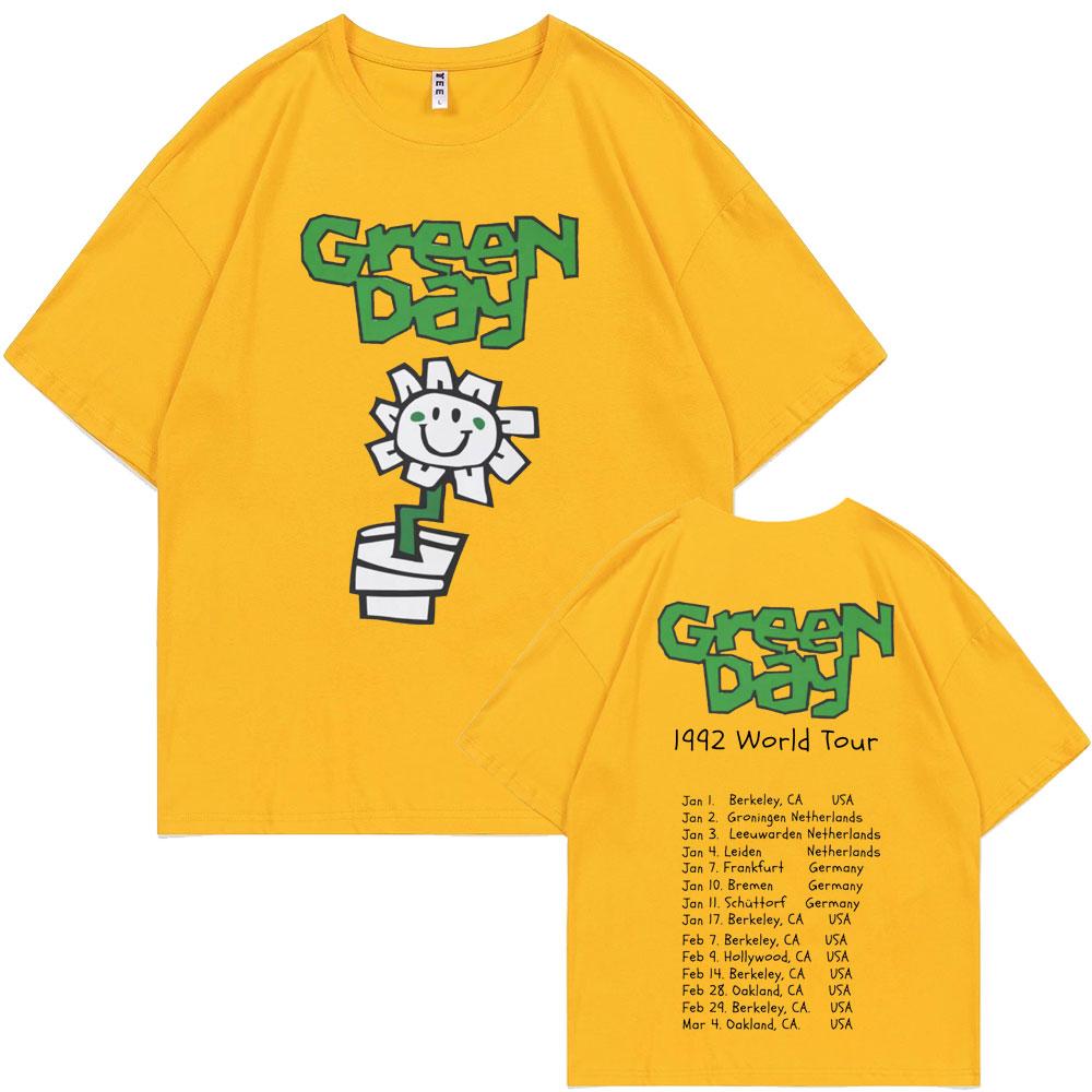 Najlepšia slávna punková kapela Green Day 1992 Svetové turné Pánske tričká Vintage Gotické rockové tričko Pánske Bavlnené Ležérne Nadrozmerné tričká