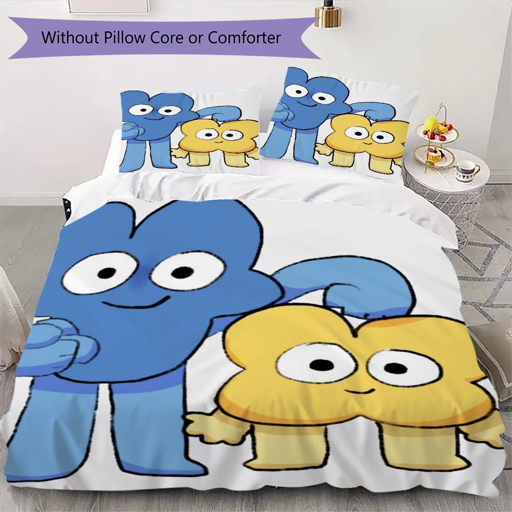 BFDI Pattern Bedding,Quilt Set Quilt Cover Pillowcase Home Birthday Gift(1 * Duvet Cover + 2 * Pillowcase, Without Core)_lx