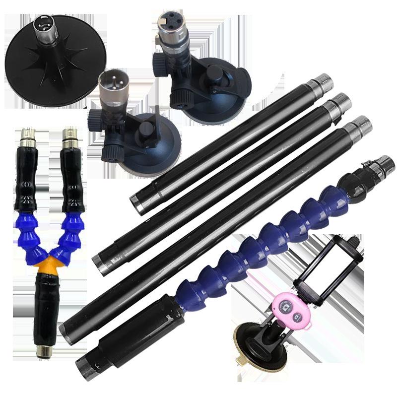 Spine-Shaped Deformable Extension Rod with Three-Hole Suction Cup, Connectors, and Accessories: Unisex Adult Toy