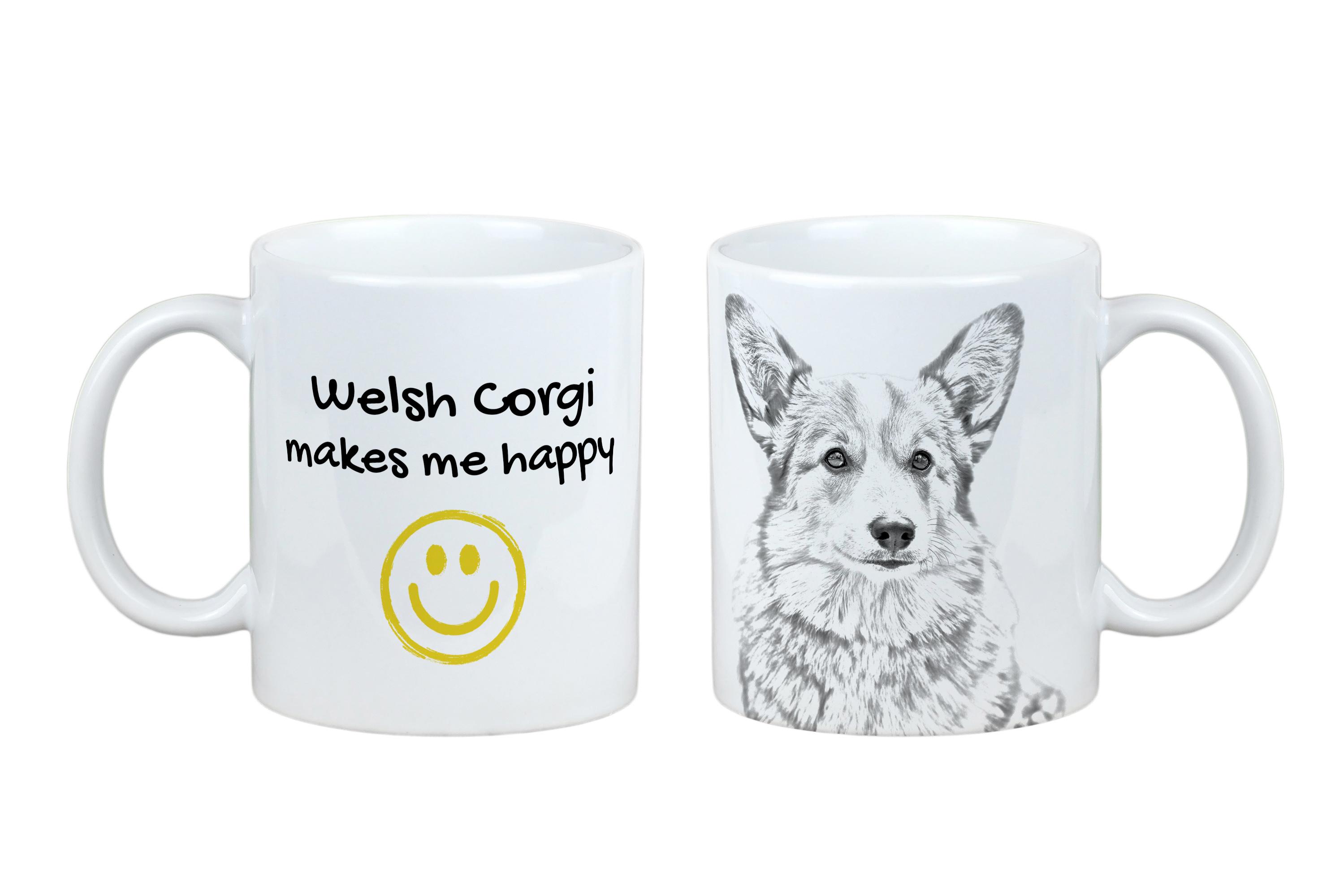 

Pembroke Welsh Corgi - cup with a dog, cheerful cup for a dog lover, personalized gift from the Art-Dog brand білий