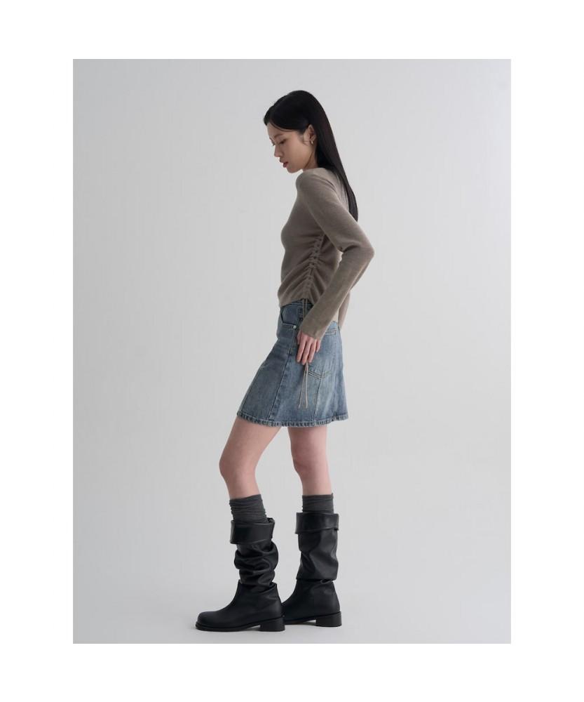 8SECONDS Side Shirred Strap V-Neck Pullover Brown