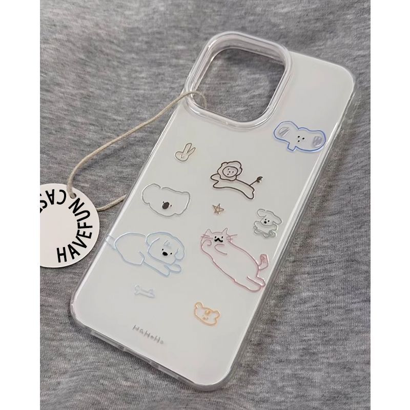 ins colored lines cat iPhone17promax mobile phone case suitable for Apple 16promax white background imd case