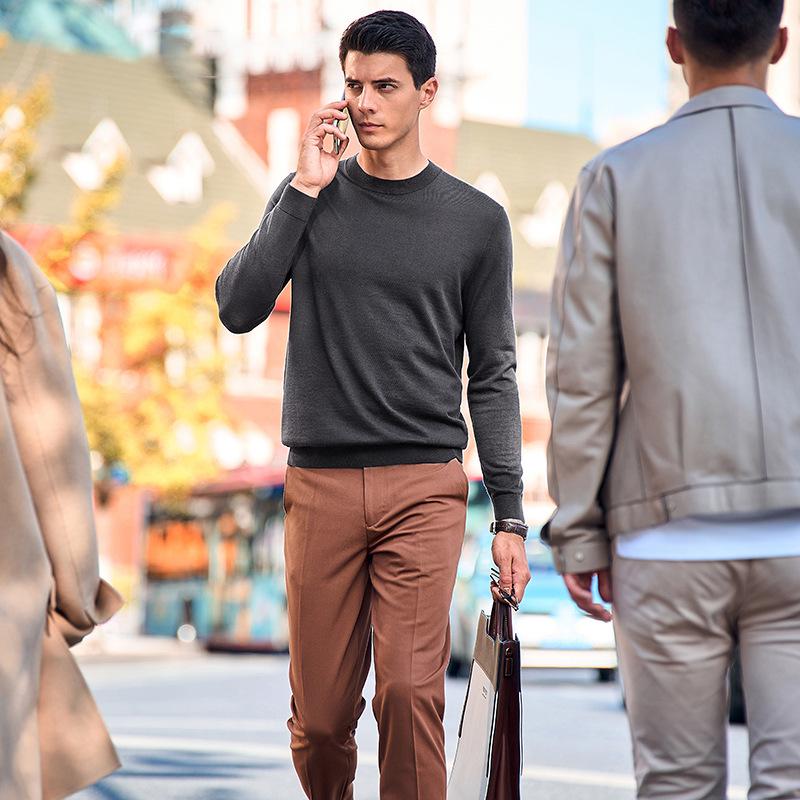 Men's Thickened Wool Sweater, Machine Washable, Solid Color - W9310 (Autumn/Winter)