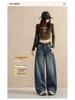 American Retro Curved Blade Jeans: Women's 2026 Spring/Autumn Wide Leg Scythe Pants