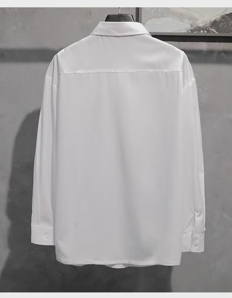 Men's Casual Loose-Fit Long-Sleeve Shirt - Trendy Korean Style for Spring & Autumn