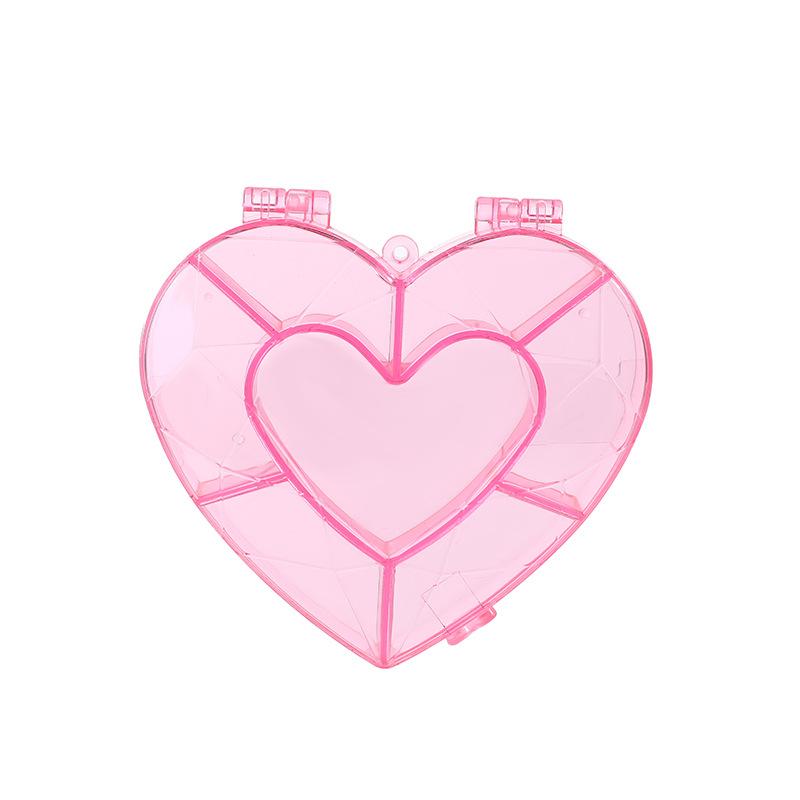 50pcs Heart-shaped Jewelry Organizer Case Plastic Storage Holder Box Portable Earing Necklace Jewelry Desktop Container