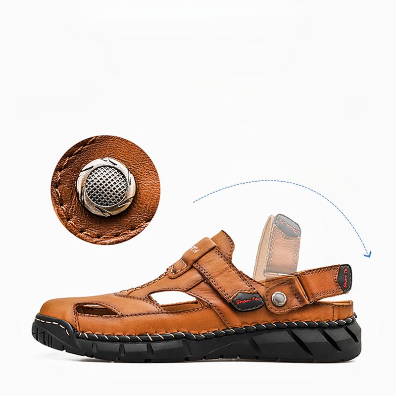 Summer Classic Men's Sandals Soft Leather Beach Sandals Outdoor Casual Lightweight Sandal Plus Size 39-48