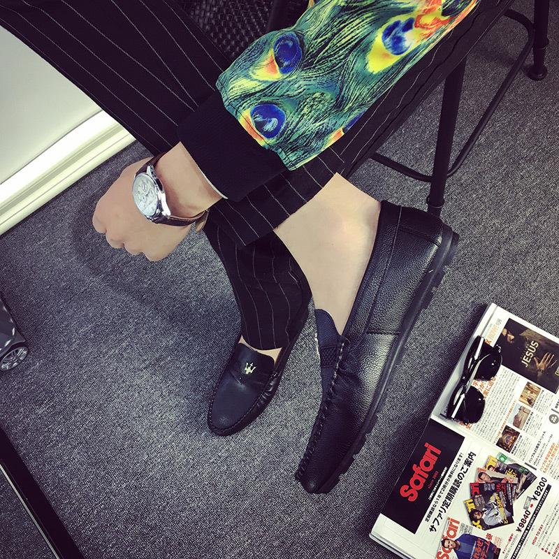 Doudou Shoes Men's Summer New Soft Leather Soft-soled Leather Shoes Men's Fashion One-pedal Foot Cover Lazy Shoes Driving Shoes