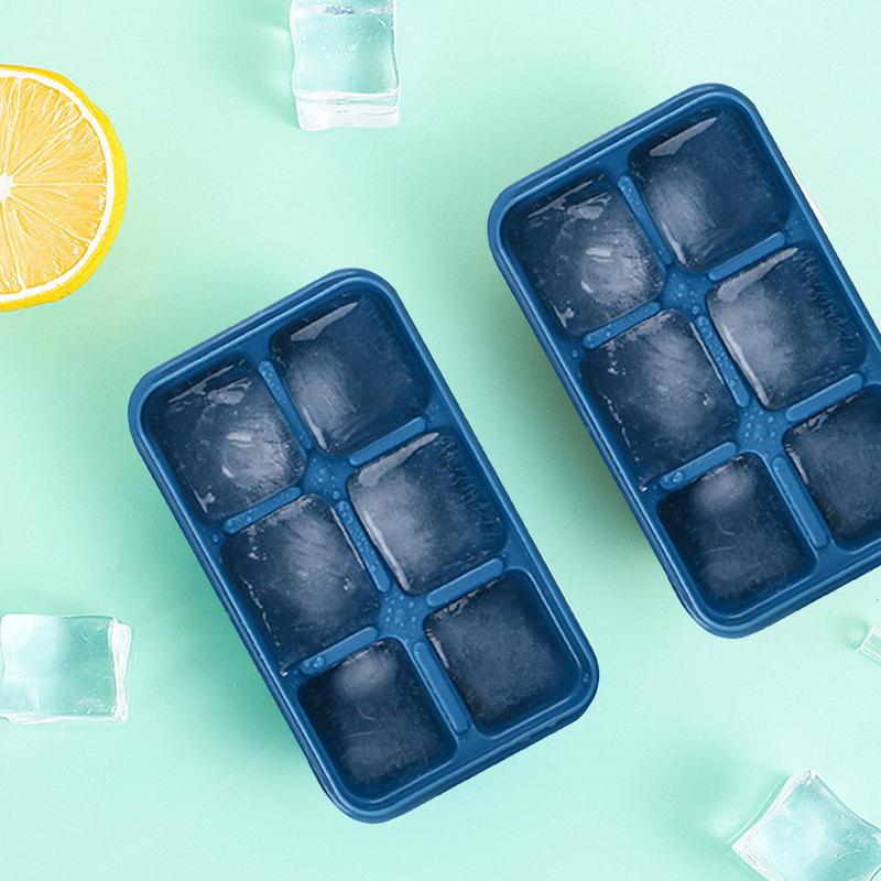 Safe Silicone Ice Cube Molds With Lid 6 Grids Square Ice Molds Reusable Whiskey I Ce Cube Molds DIY Homemade Barware