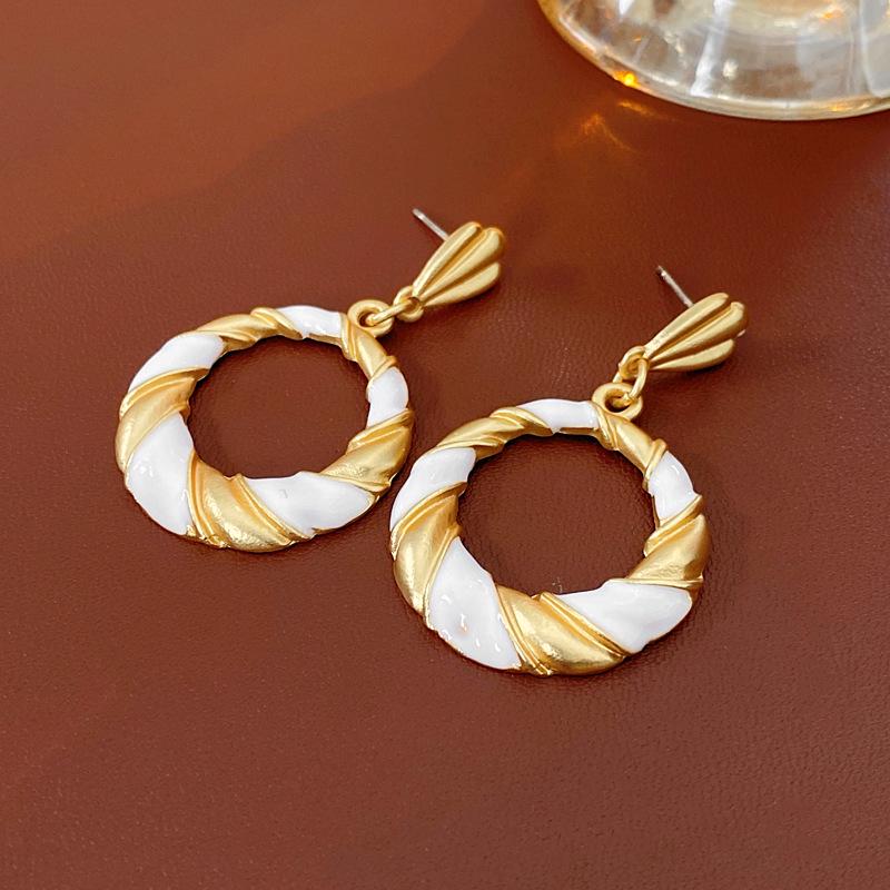 Винтажный Роскошный Серебряный Геометрический Набор Украшений с Эмалью: Серьги и ожерелье