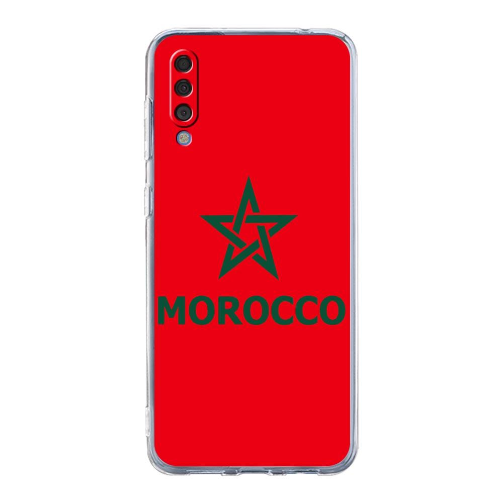 Morocco Flag Fotballtelefonveske til Samsung Galaxy A52 A50 A70 A10 A30 A40 A20S A20E A02S A12 A22 A72 A32 5G A04s Klart deksel