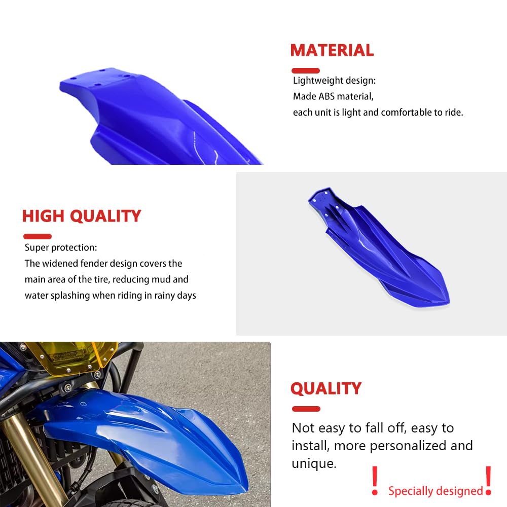 FOR TENERE700 (2025, 2024, 2023, 2022, 2021, 2020, 2019) Custom Front Fender (White) - Tenere 700 Accessory (Blue) [Parallel Import]