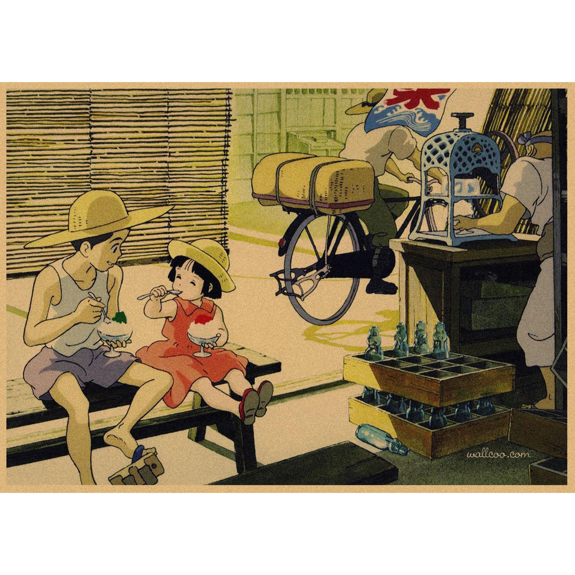 

Grave of the Fireflies Retro Kraft Paper Poster - Anime Movie Wall Decoration 42X29.7cm