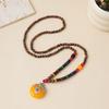 Ethnic Style Wood Necklace & Prayer Beads - Unisex Versatile Chicken Wing Wood Sweater Chain