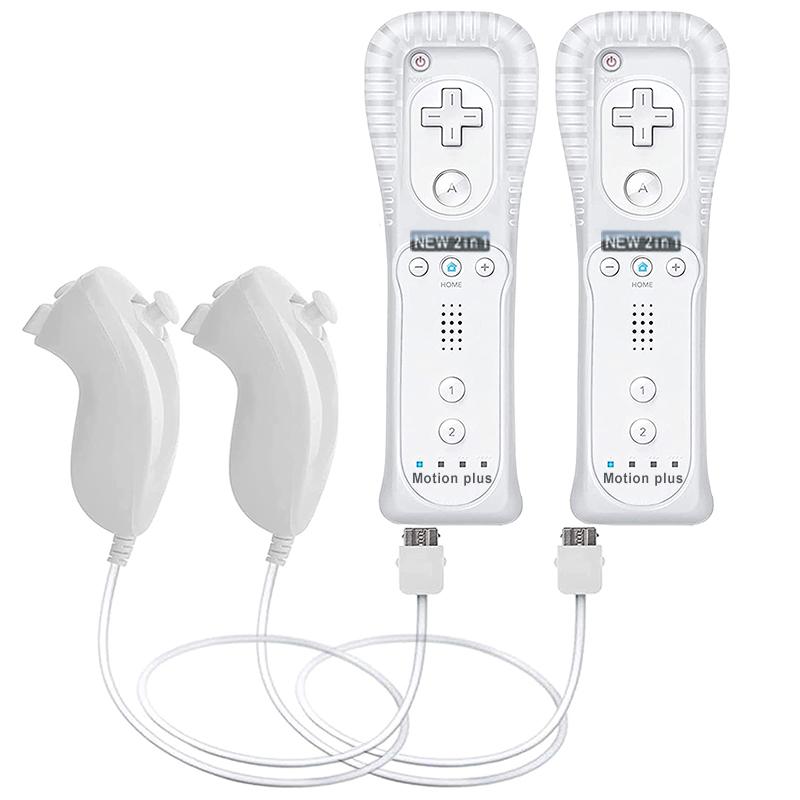 A Pair Remote Controller with Nunchuck Controller for Wii Games Control for Wii Console Wireless Gamepad with Motion Plus