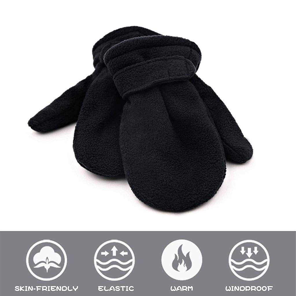 Thick Polar Fleece Mittens for Children Boys Girls Winter Gloves Warm Skiing Gloves Adjustable Lined Gloves Hand Warmers