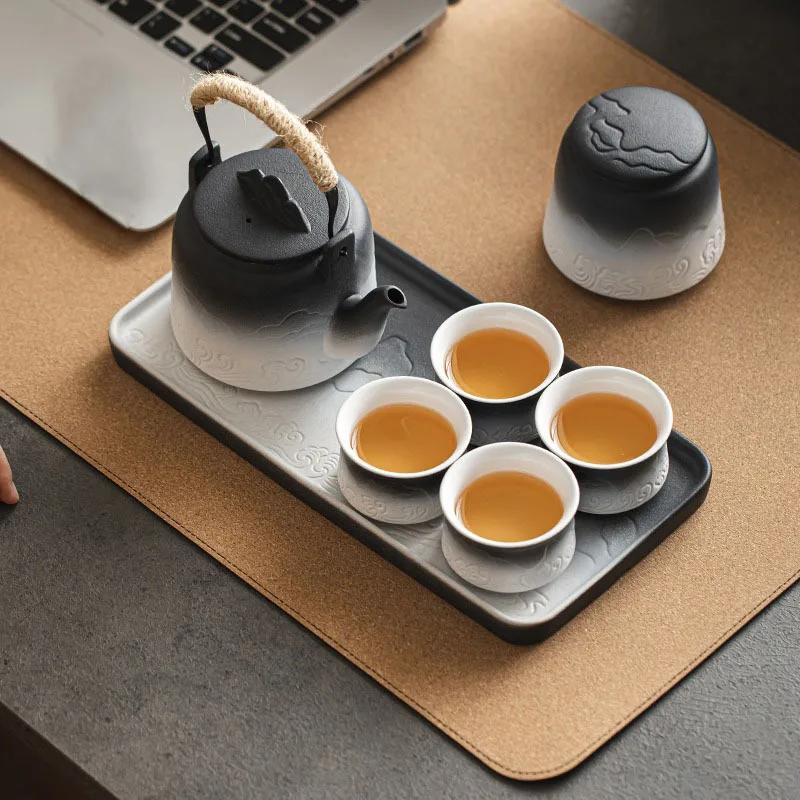 Tea Set Home Living Room Light Luxury High-End Kung Fu Loop-Handled Teapot Small Tea Tray Chinese Kung Fu Tea Set