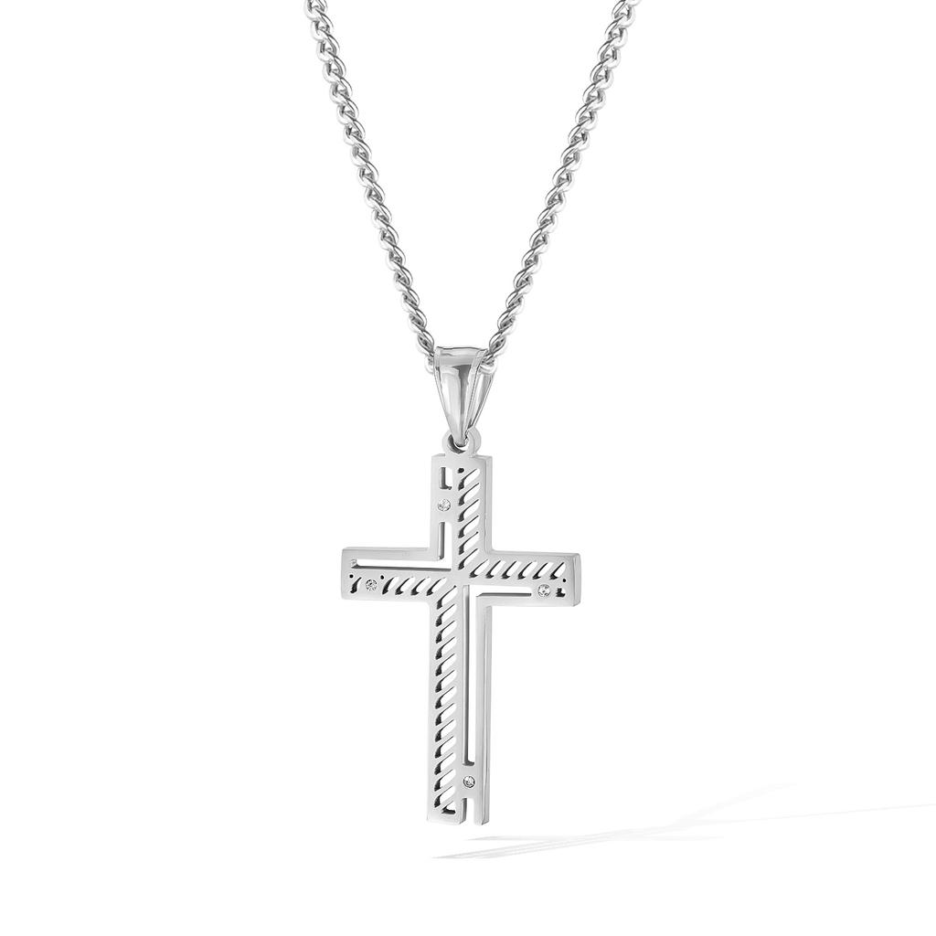 Hot Selling Necklaces In Europe America Men's Stainless Steel Fashion Design Hollowed Out Cross Titanium Accessories