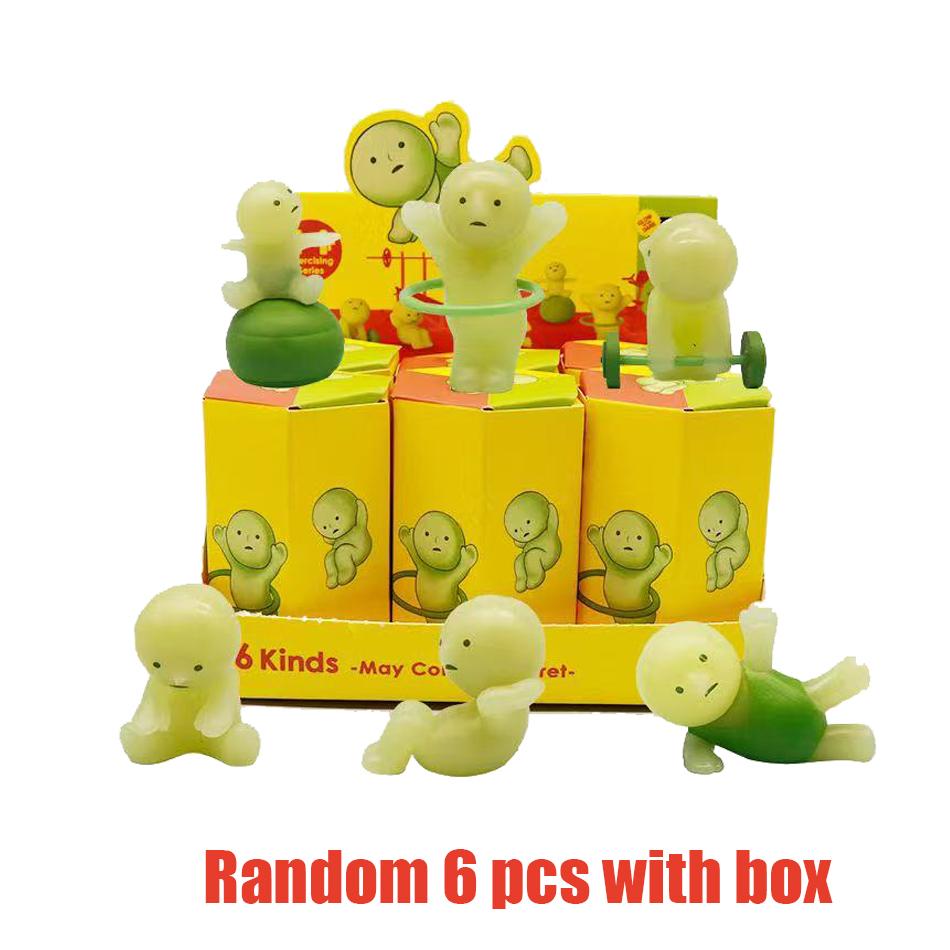 Smiski Hippers Blind Box Yoga Fitness Series Mini Figure Cute Noctilucent Decoration Doll Bedroom Fitness Series Model Toy Gift