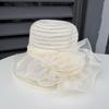 Hat women's summer big edge mesh yarn hat British retro organza flower sun hat outdoor sun protection beach sun hat