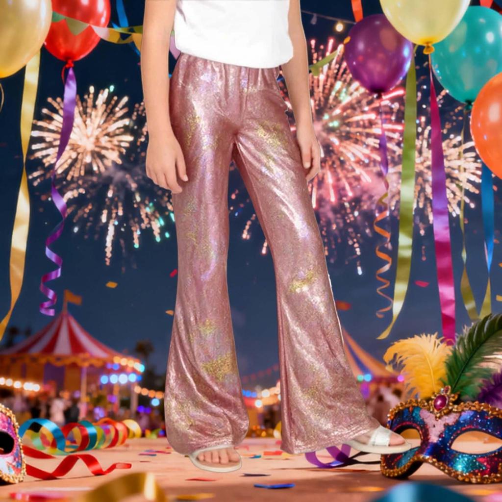 Pantalones Elásticos Brillantes para Niños y Niñas Para Carnaval Escenario Disfraz Fiesta