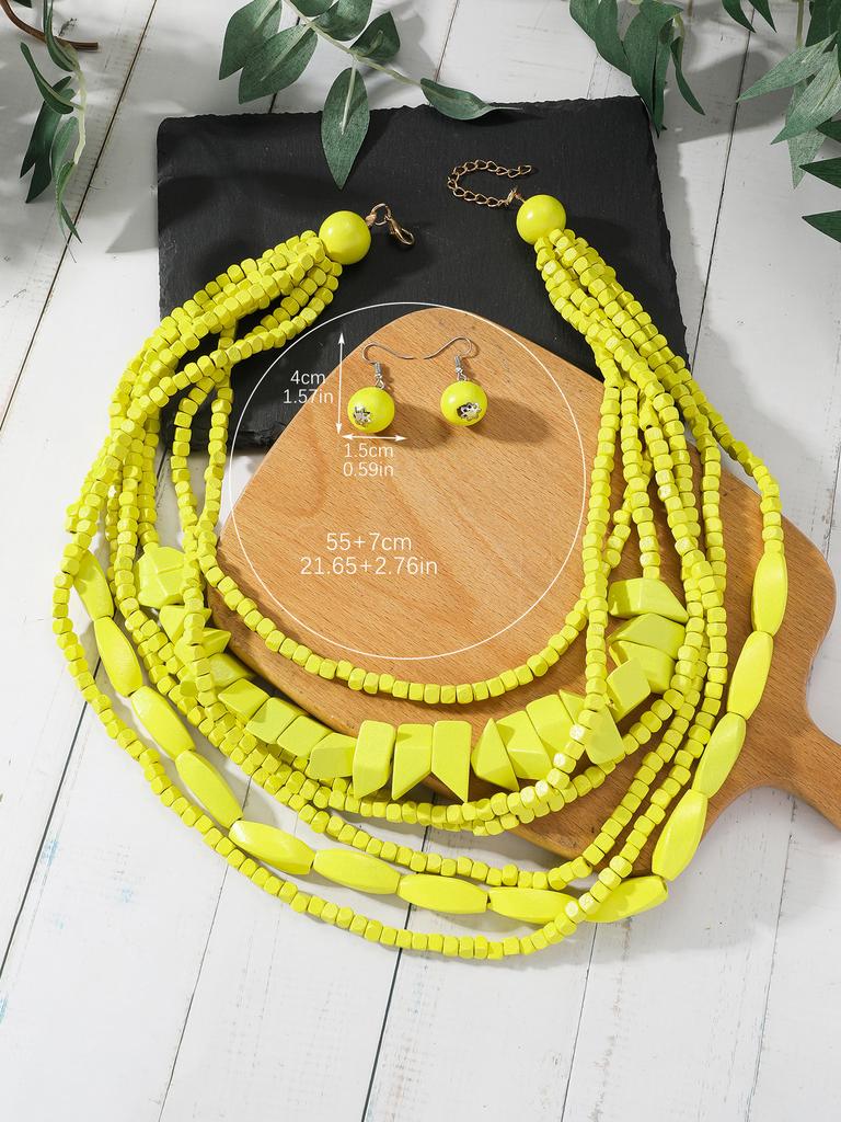 New Bohemian Handmade Beaded Seed Bead Necklace European American Exaggerated Retro Style Women Jewelry