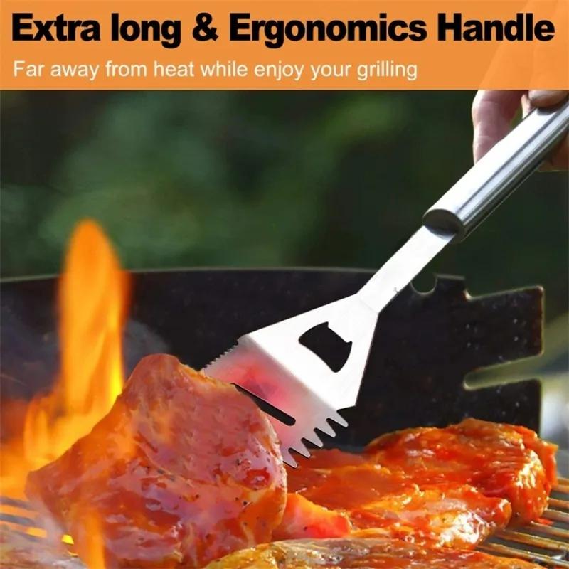 Edelstahl Ofen Set Grillkombinationswerkzeug Outdoor BBQ Grillset Grillset Aufbewahrung Tragbare Stofftasche Backwerkzeug