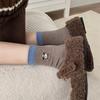 Ladies Autumn and Winter Warm Cartoon Embroidery Lovely Tube Pile Socks