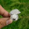 Sterling Silver Round Rainbow Moonstone Stone Statement Anniversary Ring Jewelry