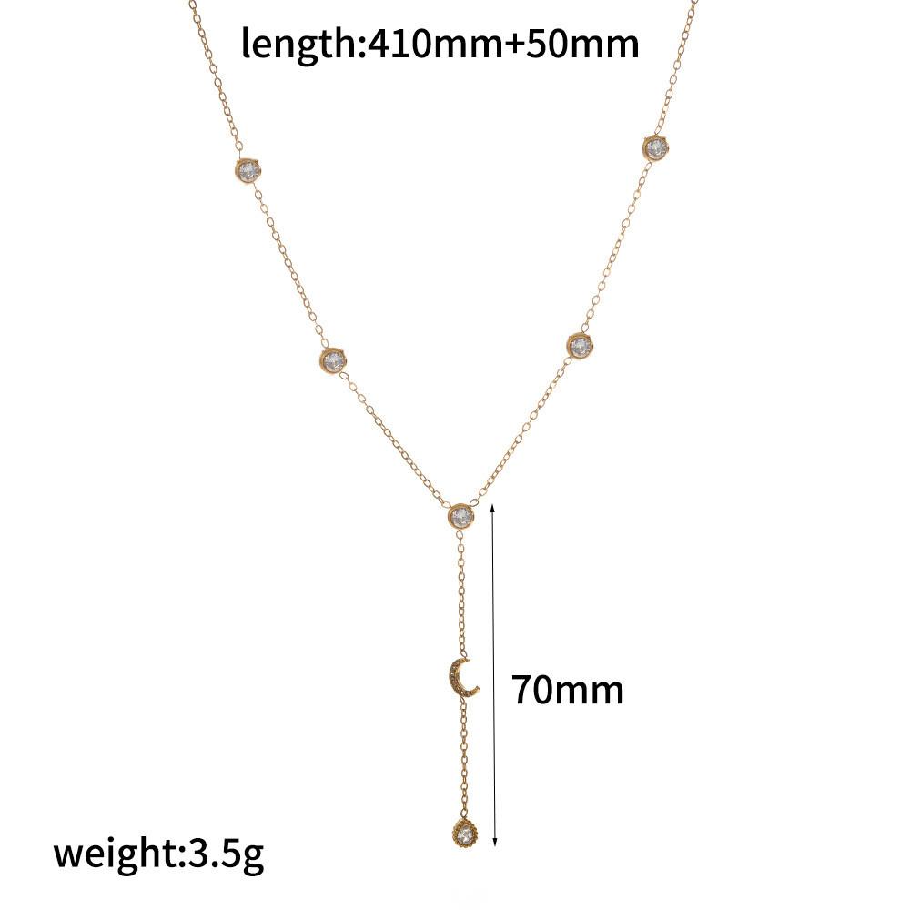 Lightweight Geometric Stainless Steel Necklace For Women With Zirconia Detailing For Daily Wear