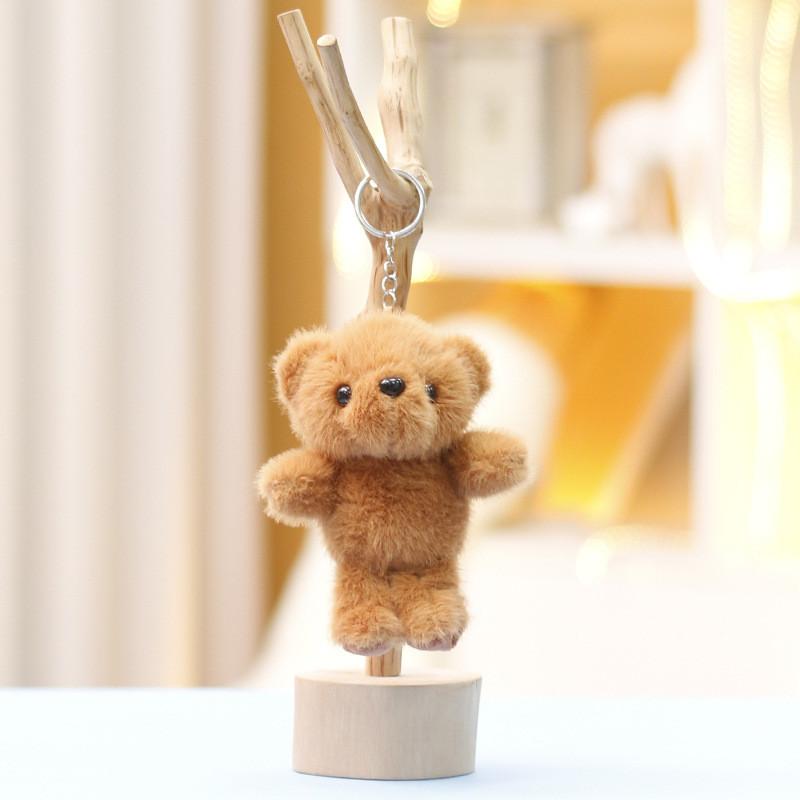 Cute Brown And White Bear Plush Doll With Pp Cotton Filling For Kids And Car Accessories