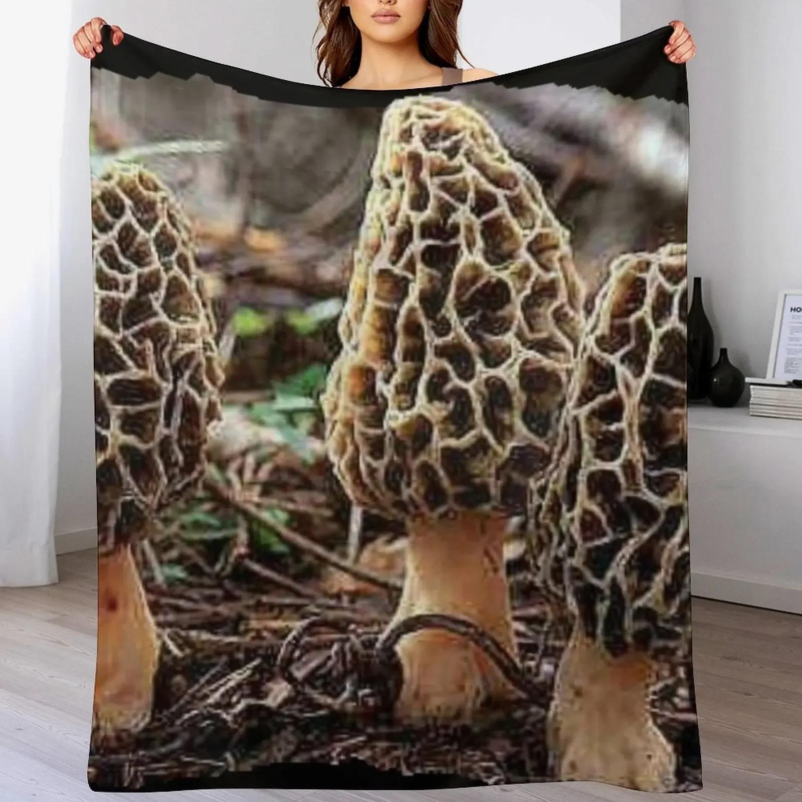 MOREL MUSHROOMS Throw Blanket Cute Beach Summer Warm Blankets 75X95CM