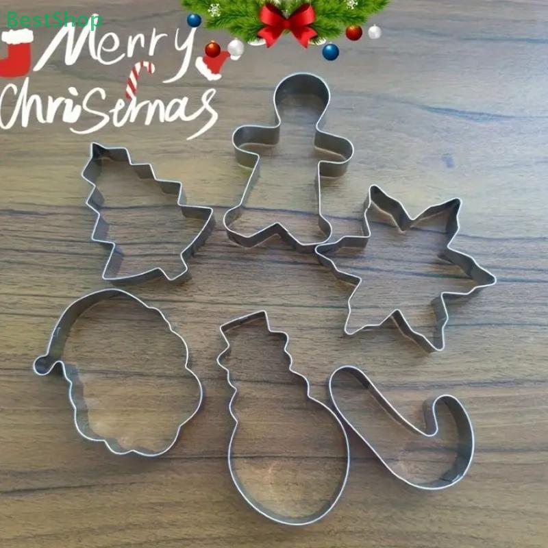 Hot 12Pcs Christmas Cookie Cutter Stainless Steel Bell Christmas Tree Fondant Cake Mold Baking Tool Mousse Ring Cookie