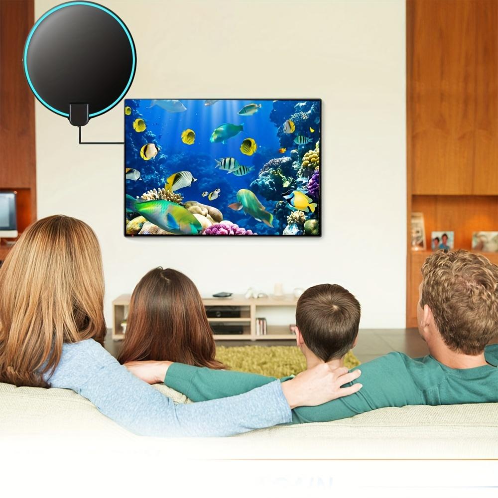 Digitale HDTV-Antenne mit großer Reichweite, 100 Meilen, verstärkter Signalverstärker für den Innenbereich, unterstützt 4K 1080P, UHF, VHF, FM, lokale Kanäle mit