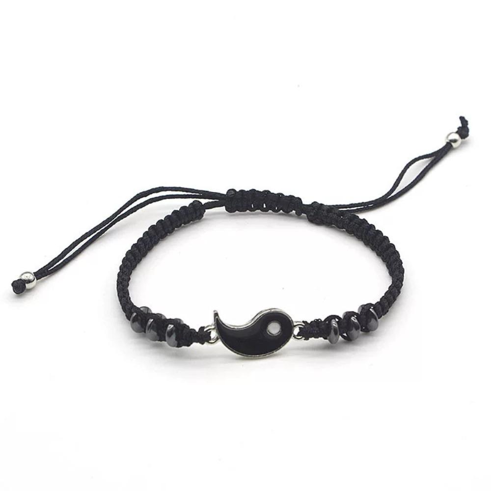 2pcs Tai Chi Yin Yang Couple Bracelet for Lover Handmade Woven Baided Rope Adjustable Bracelets Friendship Bangles Jewelry Gift