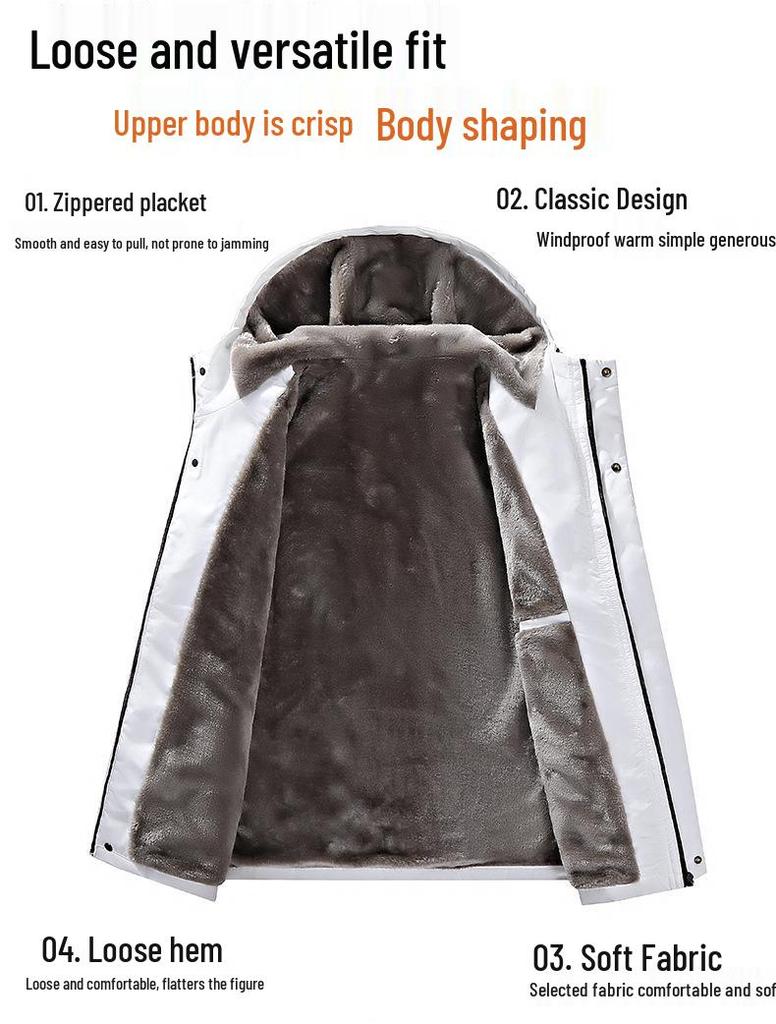 Men's Trendy Winter Parka with Fleece Lining and Thick Hood