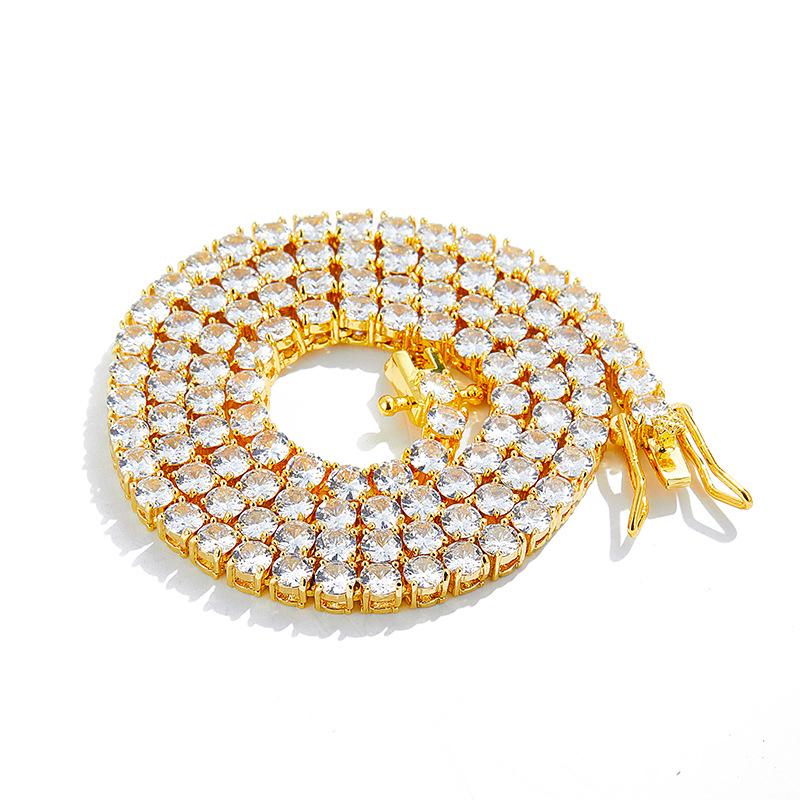 European & American Hip Hop Zircon Cuban Tennis Necklace - High-End Versatile Jewelry