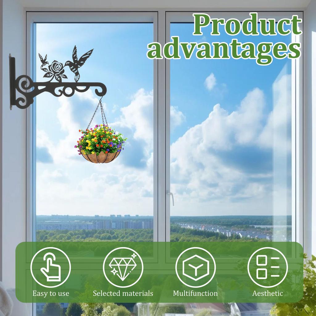 2Pcs Iron Wall Hooks for Hanging Plants Lanterns Metal Strong Load Bearing Wind Chime Wall Hanger Brackets for Indoor/outdoor
