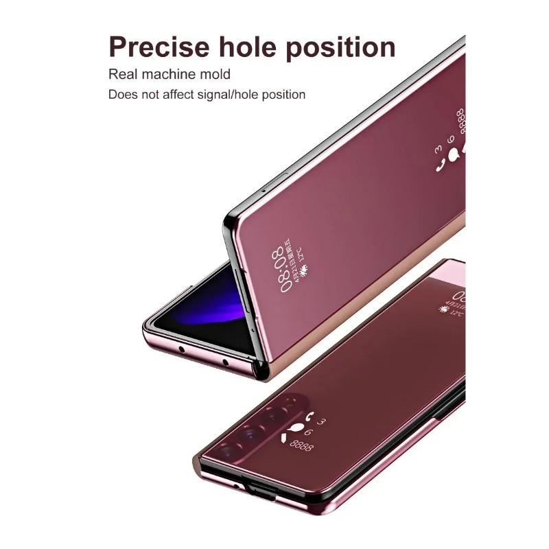 Flip Mirror Case Protective Cover Smart View Kickstand for Samsung Galaxy Z Fold 6 5 4 3 2 with Stand Holder Protector Metal Shockproof