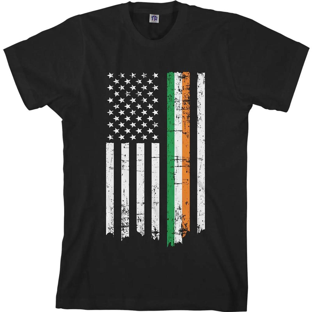Irish American Flag Unisexs Or Long T Shirt Ireland Colors Usa Pride Ta00404 Vintage Graphic Streetwear