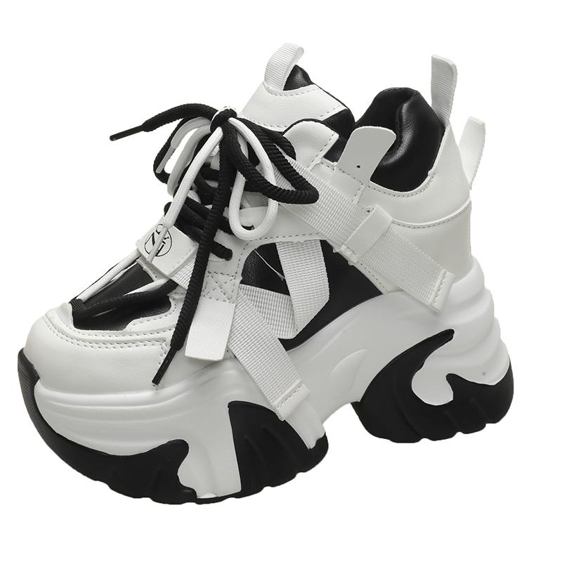 

Мода 10,5 см Летние женские сетчатые кроссовки Новые повседневные кроссовки на платформе Массивная обувь Каблуки Танкетка Дышащая Обувь для увеличения роста Женская 34 чёрный