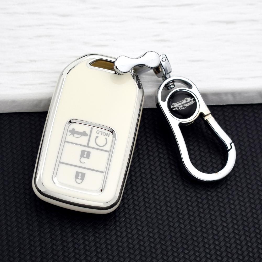 4 Buttons Car Key Case Cover for Honda CR-V Accord Civic Fit HR-V Odyssey Elysion Stepwgn Pilot TPU Key Protector Key Chains