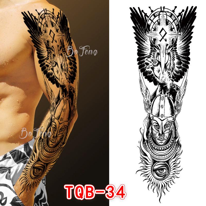 Waterproof Full Arm Floral Tattoo Stickers - Cross-Border Design for Europe & America