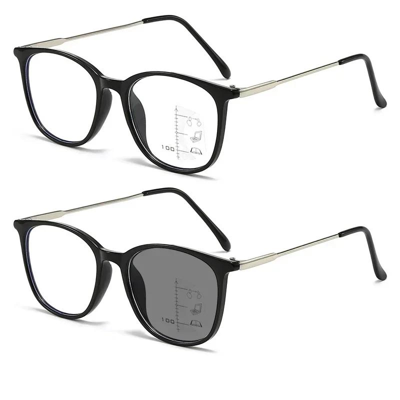 New Trendy Square Reading Glasses Unisex Women Men Progressive Multifocal Presbyopia Eyewear Finished Pochromic Sunglasses