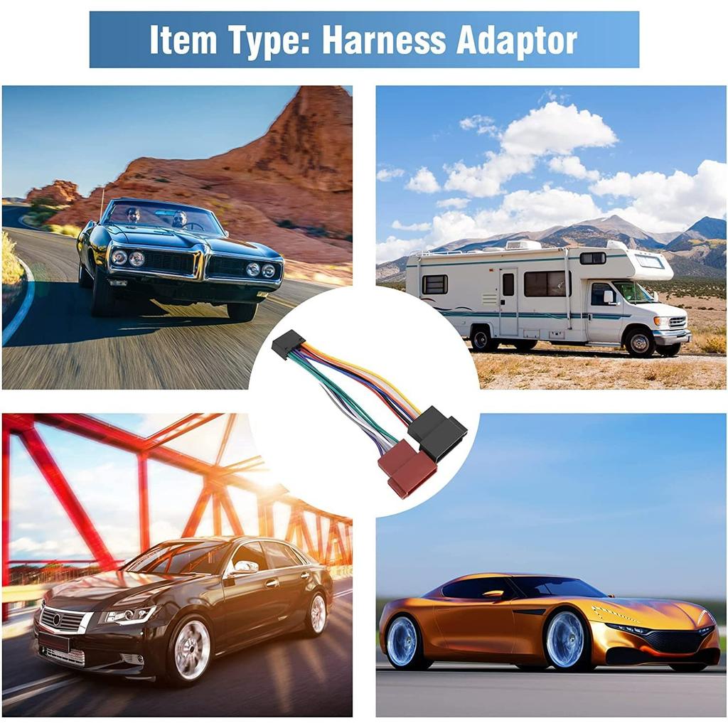 ISO Radio Adapter, 16 Pin ISO Wiring Harness Connector,Car Radio Wiring Harness Adapter Cable,Car Stereo Connector,Impedance Converter Compatible