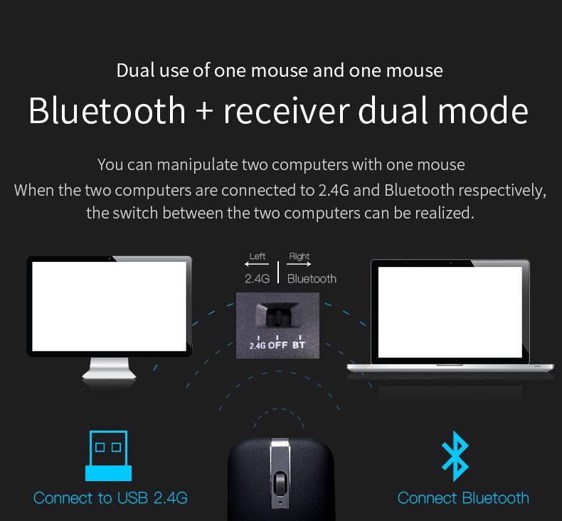 Rechargeable Dual Mode Arc-Shaped Rotatable Bluetooth Wireless Mouse