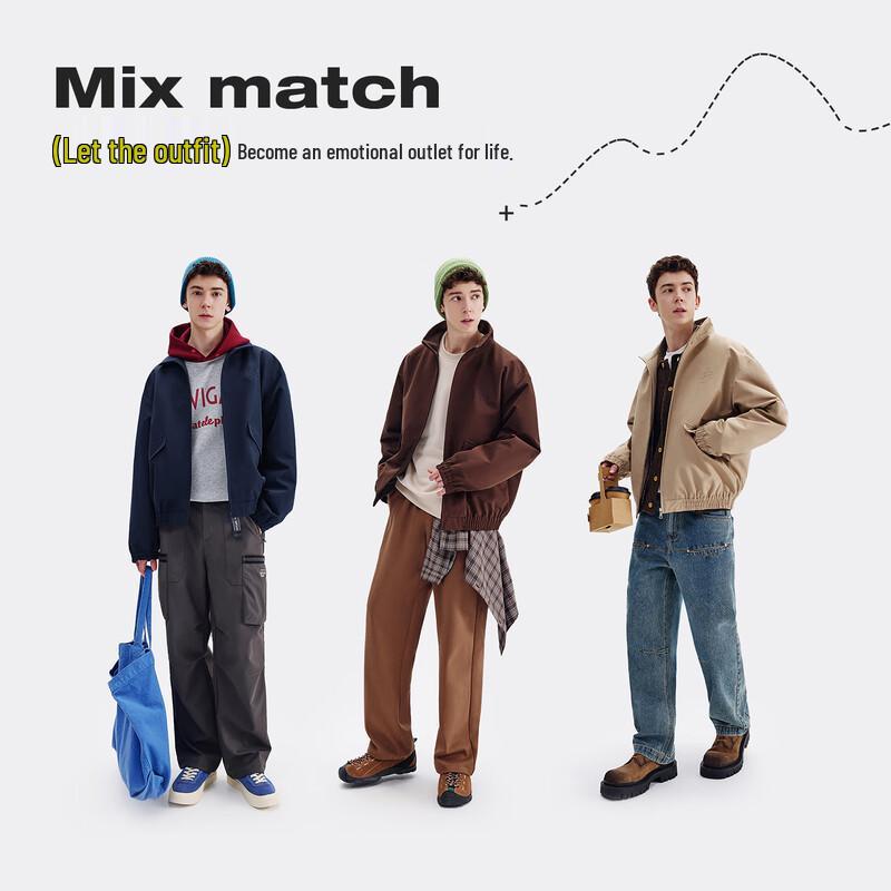 NVG.YOUNG Men's Fleece-Lined Stand Collar Jacket