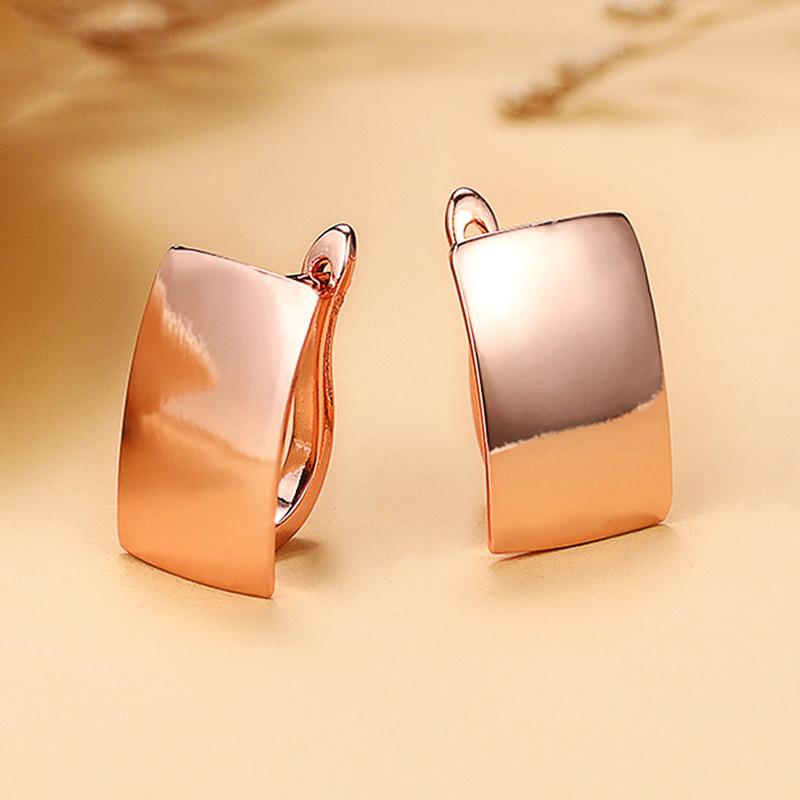 2024 Couple Temperament Earrings, Shiny And Smooth Rectangular Earrings, Personalized Rose Gold Earrings