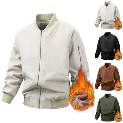 Men's Jacket With Fleece Casual Men's Jacket Baseball Collar Padded Cotton