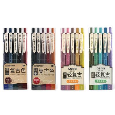 5pcs Vintage Ink Pens Set Quick-dry Writing Multi Color 0.5mm Ballpoint Pen for Diary Drawing Marker Liner Art DIY School